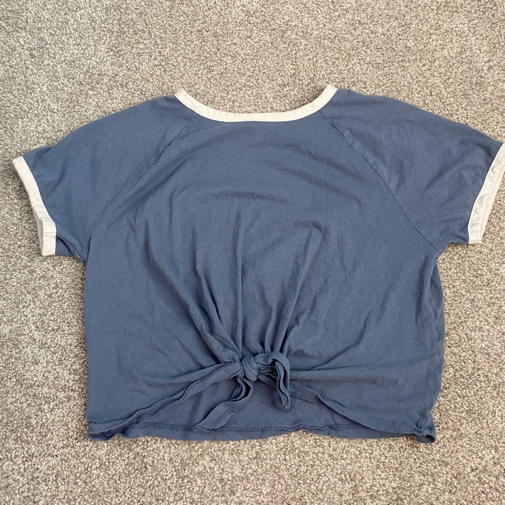 Blue Front Tie Top